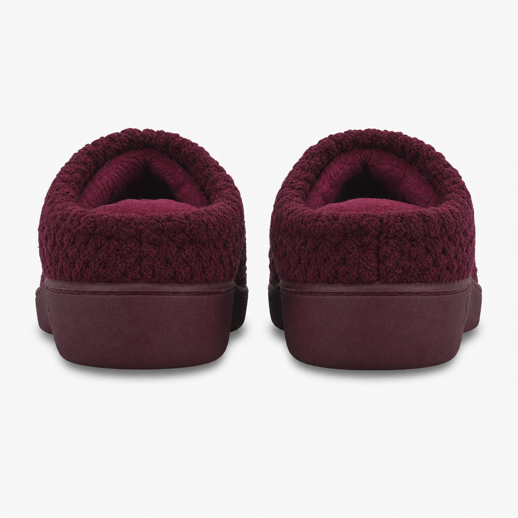 Totes Isotoner POPCORN TERRY MULE SLIPPER Womens Mules Burgundy Star