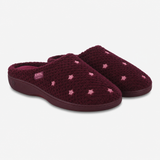 Totes Isotoner POPCORN TERRY MULE SLIPPER Womens Mules Burgundy Star