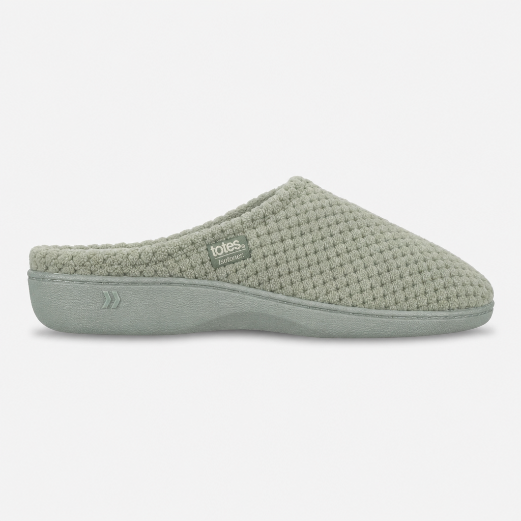 Totes Isotoner POPCORN TERRY MULE SLIPPER Womens Mules Sage