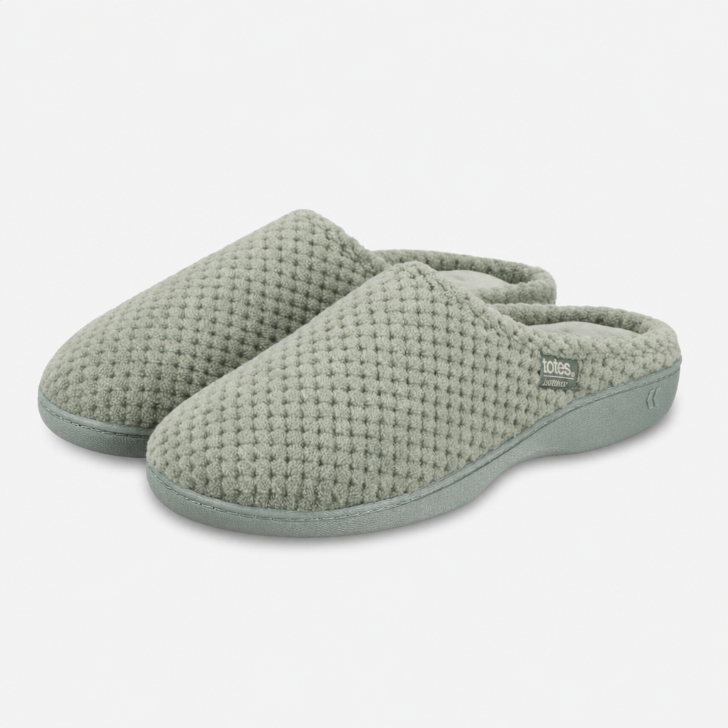 Totes Isotoner POPCORN TERRY MULE SLIPPER Womens Mules Sage
