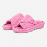 Totes Isotoner POPCORN TURNOVER OPEN TOE SLIPPER Womens Mules Pink