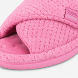 Totes Isotoner POPCORN TURNOVER OPEN TOE SLIPPER Womens Mules Pink