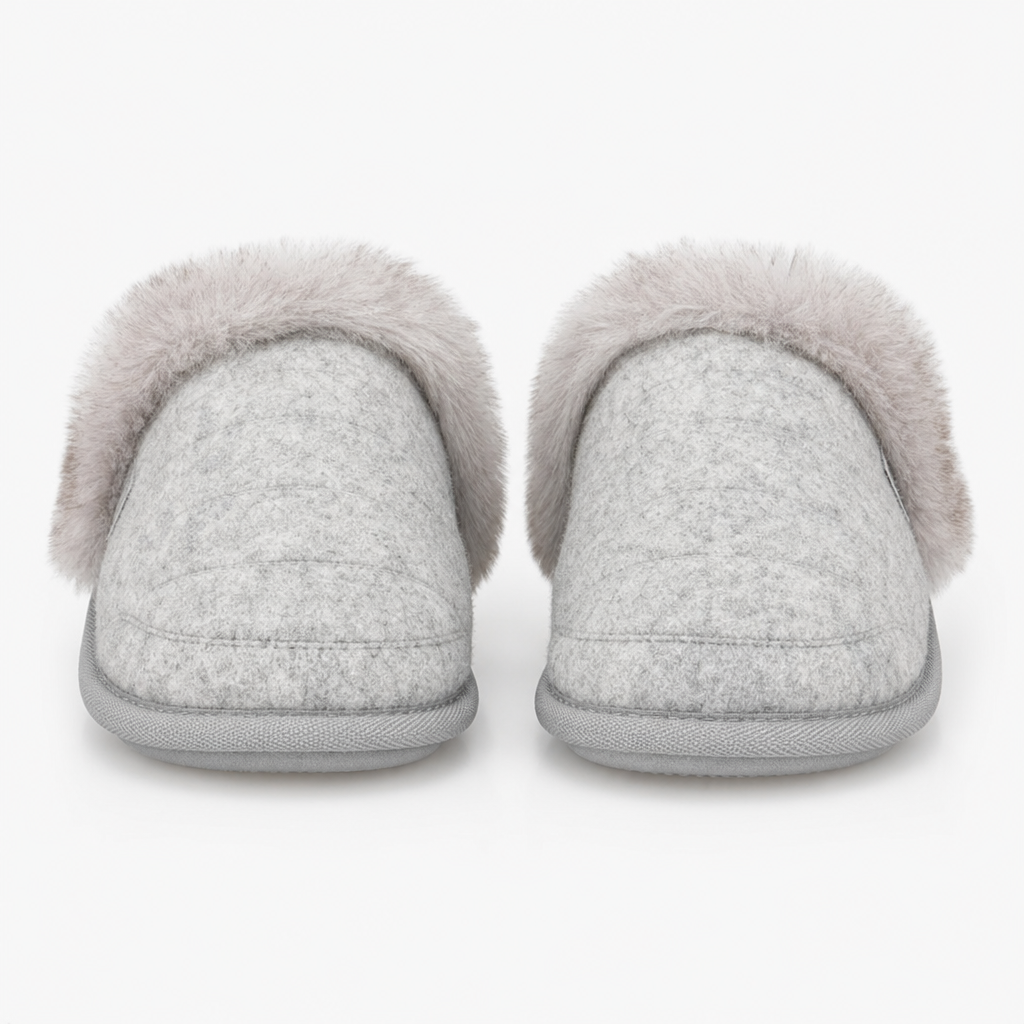 Totes Isotoner BRUSHED MARL MULE SLIPPERS WITH FUR CUFF Womens Mules Grey