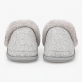 Totes Isotoner BRUSHED MARL MULE SLIPPERS WITH FUR CUFF Womens Mules Grey