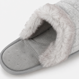 Totes Isotoner BRUSHED MARL MULE SLIPPERS WITH FUR CUFF Womens Mules Grey