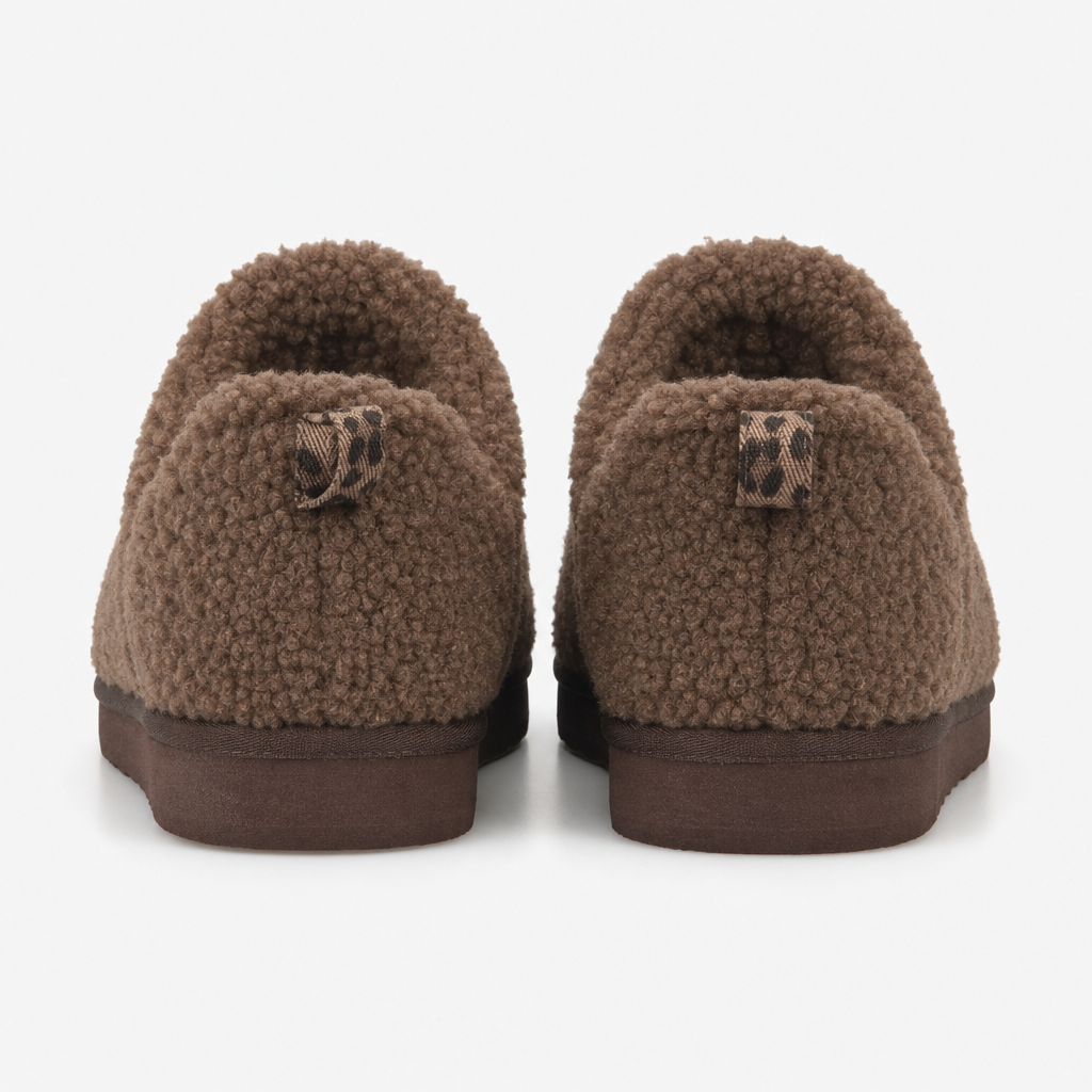 Totes Isotoner BORG BOOTIE WITH BACK TAPE DETAIL Womens Slipper Boots Brown