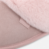 Totes Isotoner SUEDE MULE SLIPPER WITH FUR CUFF Womens Mules Pink