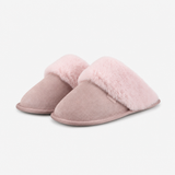 Totes Isotoner SUEDE MULE SLIPPER WITH FUR CUFF Womens Mules Pink