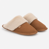 Totes Isotoner SUEDE MULE SLIPPER WITH FUR CUFF Womens Mules Tan