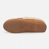 Totes Isotoner FUR LINED SUEDE MOCCASIN SLIPPER WITH KEEPER TAB Womens Moccasins Tan