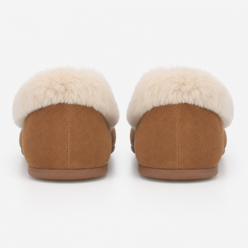 Totes Isotoner FUR LINED SUEDE MOCCASIN SLIPPER WITH KEEPER TAB Womens Moccasins Tan