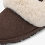 Totes Isotoner SUEDE BOOTIE WITH FUR CUFF Womens Slipper Boots Brown
