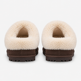 Totes Isotoner SUEDE BOOTIE WITH FUR CUFF Womens Slipper Boots Brown