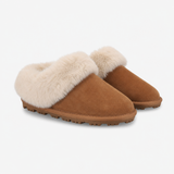 Totes Isotoner SUEDE BOOTIE WITH FUR CUFF Womens Slipper Boots Tan