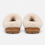 Totes Isotoner SUEDE BOOTIE WITH FUR CUFF Womens Slipper Boots Tan