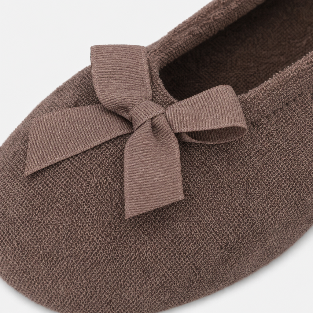 Totes Isotoner TERRY BALLERINA SLIPPER Womens Full Slippers Taupe