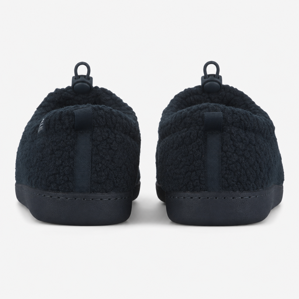 Totes Isotoner BORG FULL BACK SLIPPER WITH PULL TOGGLE Mens Full Slippers Navy