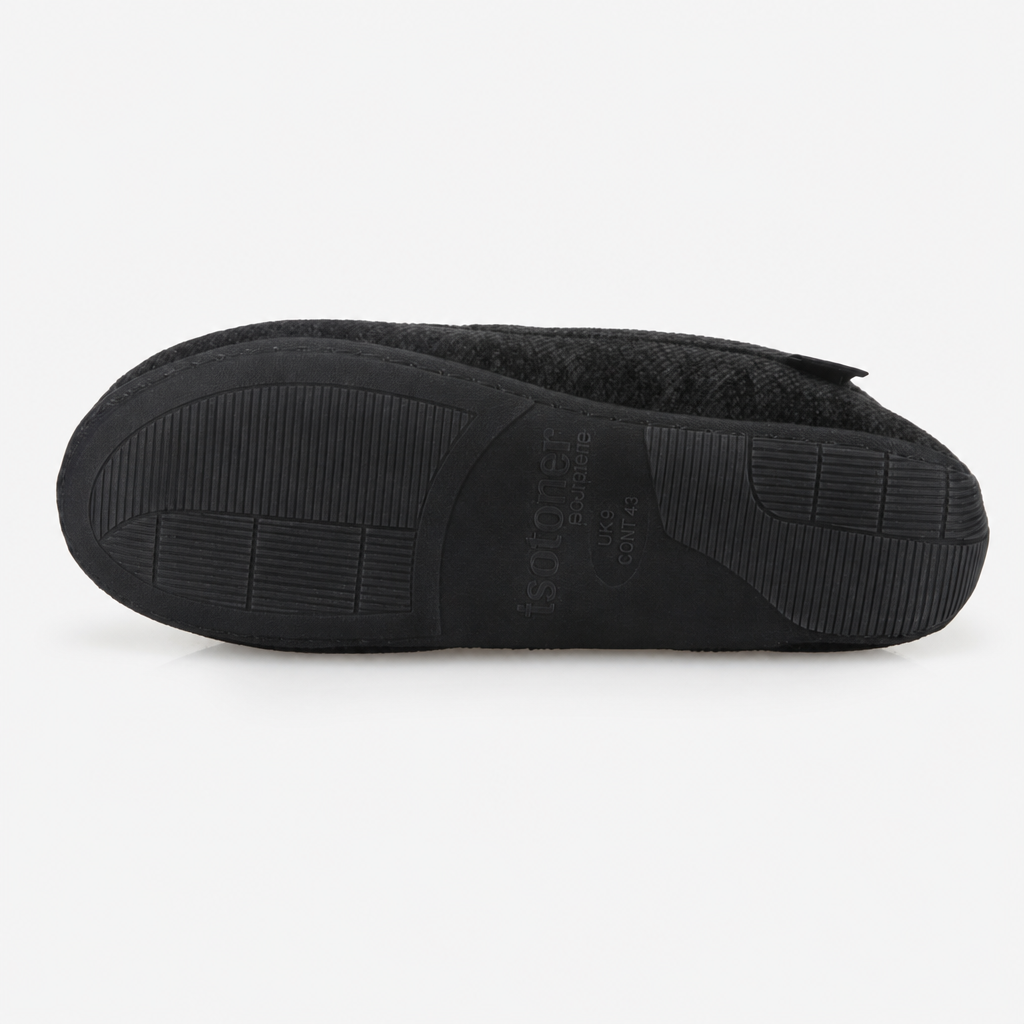 Totes Isotoner SOFT CORD MOCCASIN SLIPPER Mens Moccasins Black