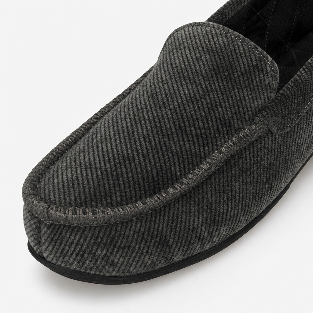 Totes Isotoner SOFT CORD MOCCASIN SLIPPER Mens Moccasins Grey