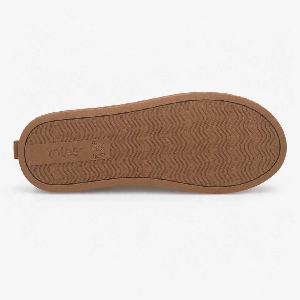 Totes Isotoner BORG LINED SUEDE MULE SLIPPER Mens Mules Tan