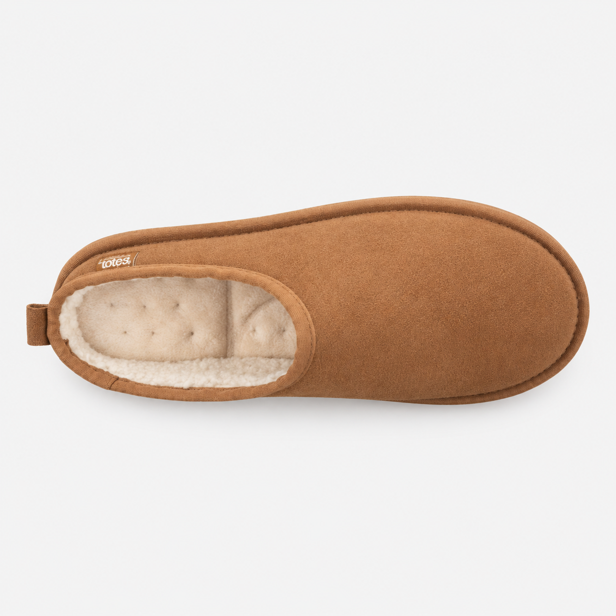 Totes Isotoner BORG LINED SUEDE MULE SLIPPER Mens Mules Tan