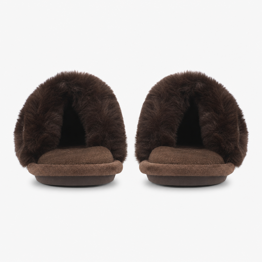 Totes Toasties CROSS FUR SLIDER Womens Mules Chocolate