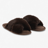 Totes Toasties CROSS FUR SLIDER Womens Mules Chocolate
