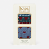 Totes Toasties ORIGINAL SLIPPER SOCKS (TWIN PACK) Womens Slipper Socks Heart Fairisle