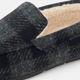 Totes Toasties CHECK MOCCASIN WITH CURLY FUR LINING Mens Moccasins Navy Check