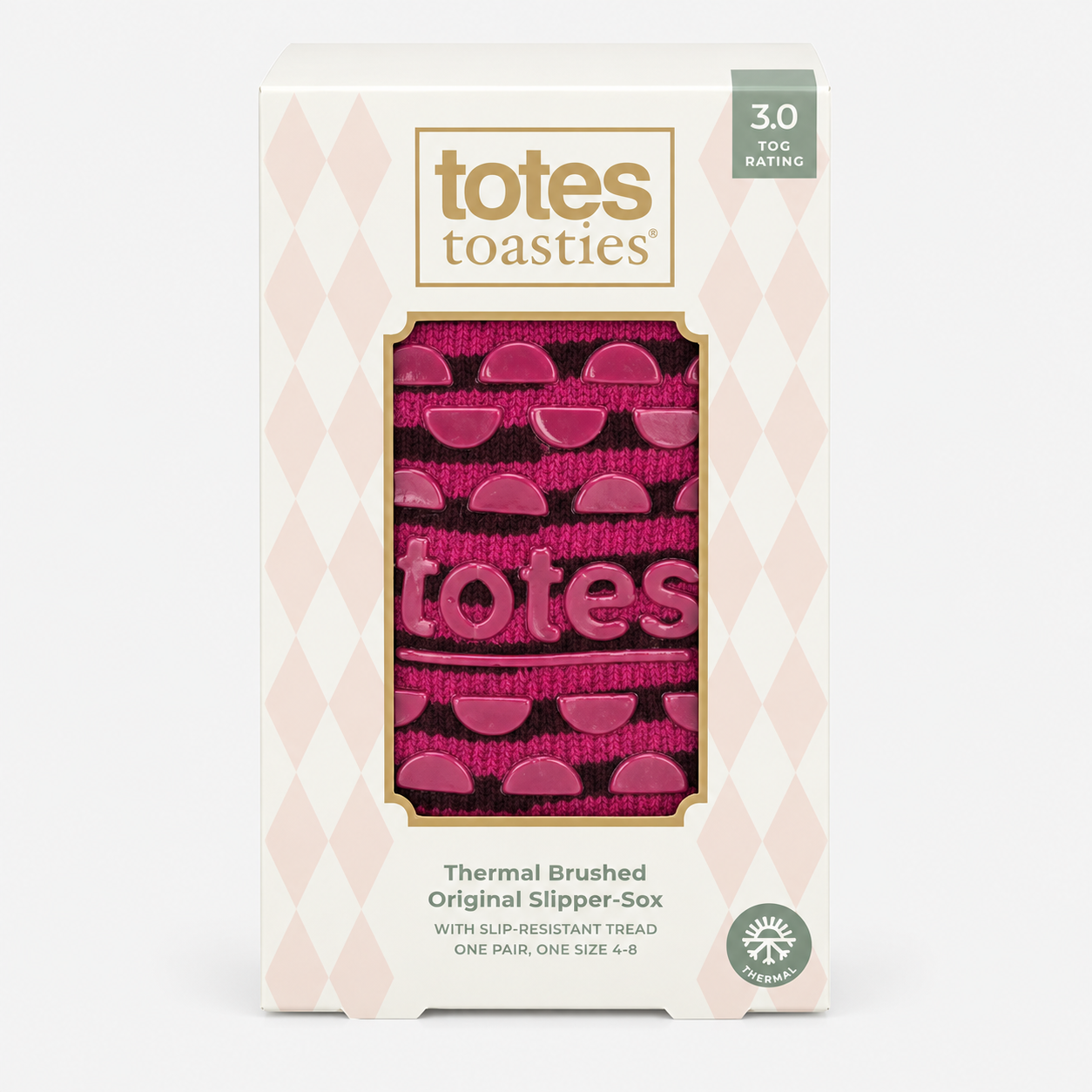 Totes Toasties THERMAL BRUSHED ORIGINAL SLIPPER SOCKS Womens Slipper Socks Berry Stripe