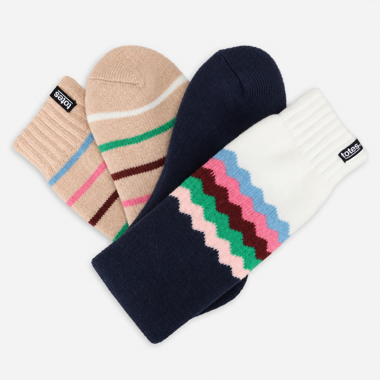Totes Toasties KNEE HIGH TERRY THERMAL WELLY SOCKS (TWIN PACK) Womens Welly Socks Multi
