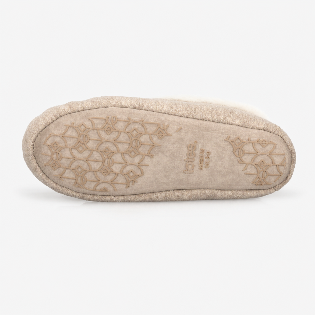 Totes Toasties VELOUR MOCCASIN SLIPPERS Womens Moccasins Taupe