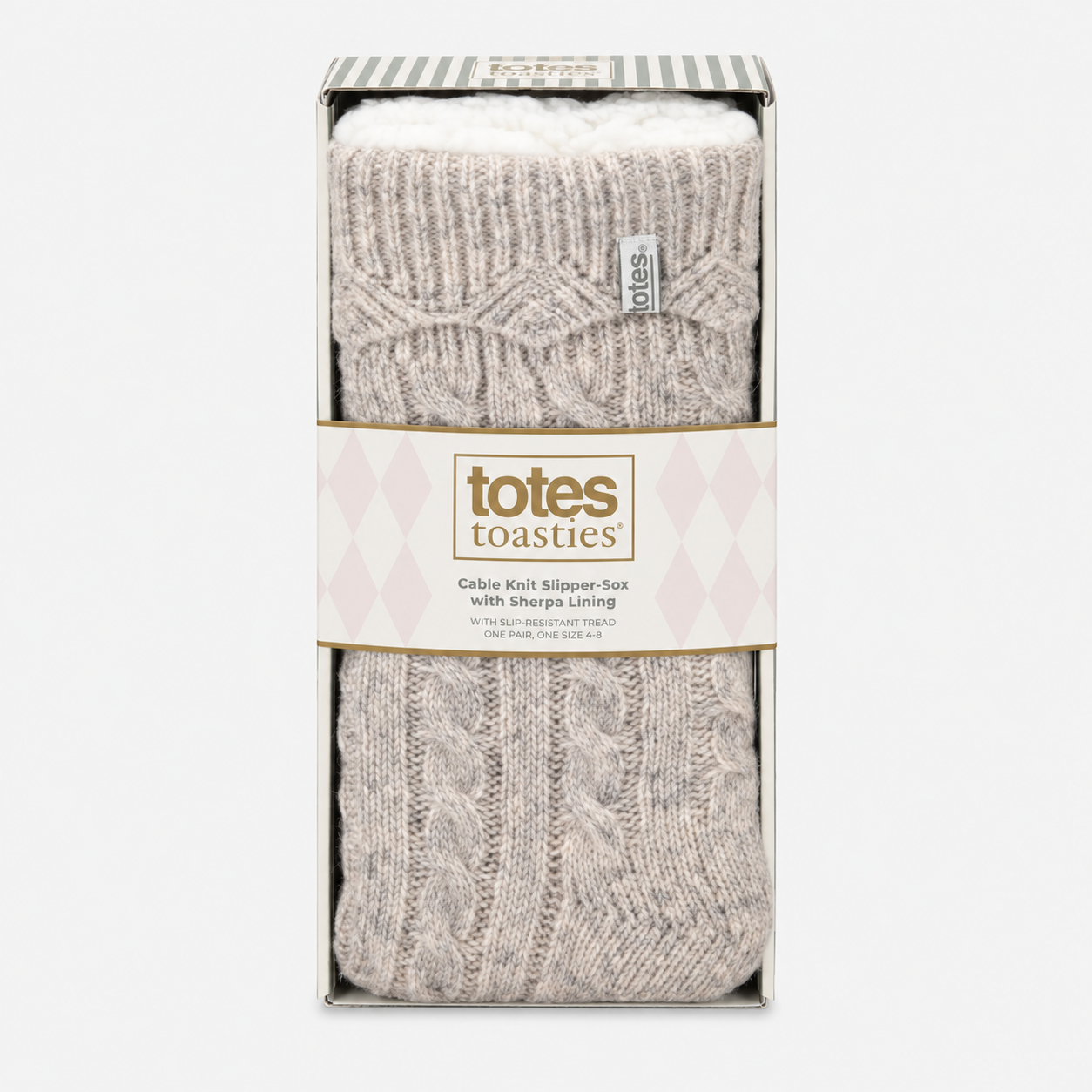 Totes Toasties TEXTURE SLIPPER SOCKS Womens Slipper Socks Oat