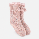 Totes Toasties PREMIUM CHUNKY KNIT SLIPPER SOCKS Womens Crew Socks Pink