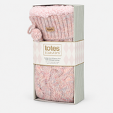 Totes Toasties PREMIUM CHUNKY KNIT SLIPPER SOCKS Womens Crew Socks Pink