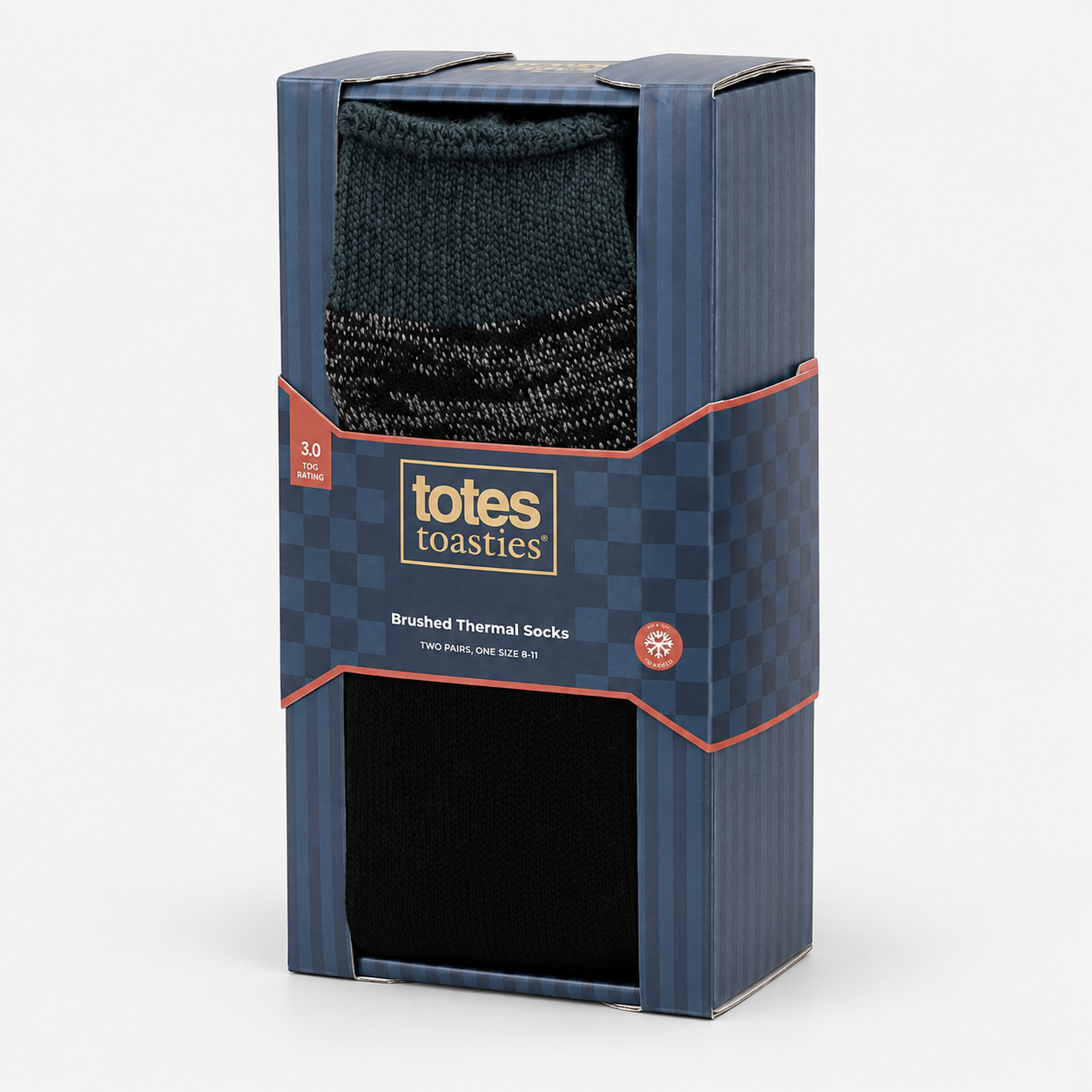 Totes Toasties 3.0 TOG BRUSHED INSIDE THERMAL LINED SOCKS (TWIN PACK) Mens Thermal Socks Black Twist