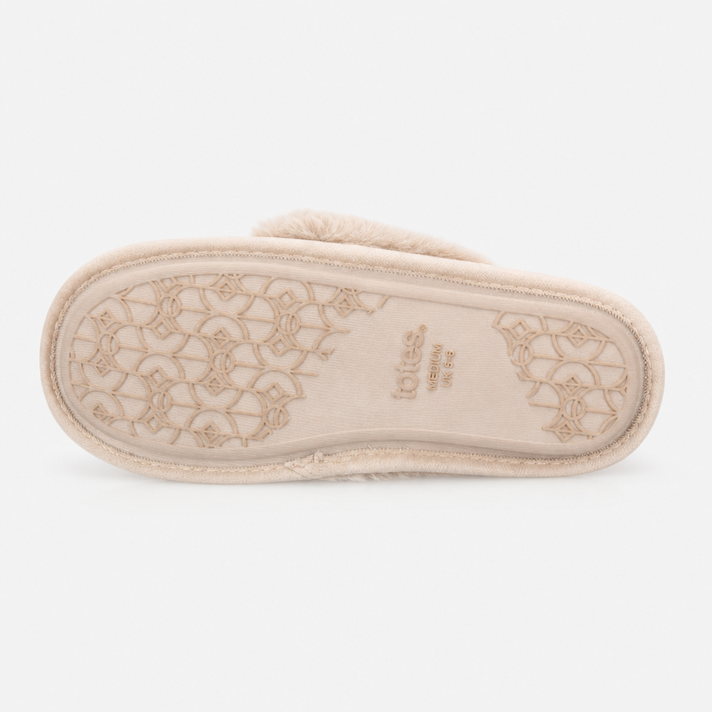Totes Toasties VELOUR MULE SLIPPERS Womens Mules Natural
