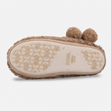 Totes Toasties TEXTURED FUR BOOTIE WITH POM POM Womens Slipper Boots Brown