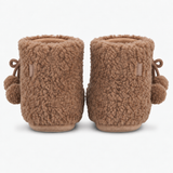 Totes Toasties TEXTURED FUR BOOTIE WITH POM POM Womens Slipper Boots Brown