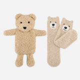 Totes Toasties BORG BEAR MINI HOT WATER BOTTLE SUPER SOFT SOCK SET Womens Slipper Socks Beige