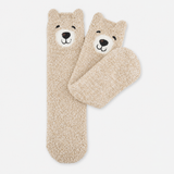 Totes Toasties BORG BEAR MINI HOT WATER BOTTLE SUPER SOFT SOCK SET Womens Slipper Socks Beige