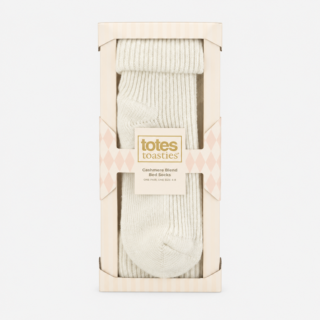 Totes Toasties 1PP CASHMERE TURN OVER TOP SOCKS Womens Ankle Socks Cream