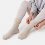 Totes Toasties 1PP CASHMERE TURN OVER TOP SOCKS Womens Ankle Socks Oat
