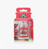 Yankee Candle Yankee Red Raspberry Signature Ultimate Car Jar front view with red raspberry design and packaging.