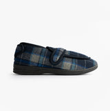 Zedzzz PETER Mens Touch Fasten/Velcro Slippers Navy Blue Check