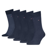 Tommy Hilfiger 5 Pack Giftbox Stripe Mens Crew Socks Navy