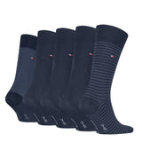 Tommy Hilfiger 5 Pack Giftbox Stripe Mens Crew Socks Navy