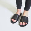 GRACIE LEATHER Womens Slides All Black
