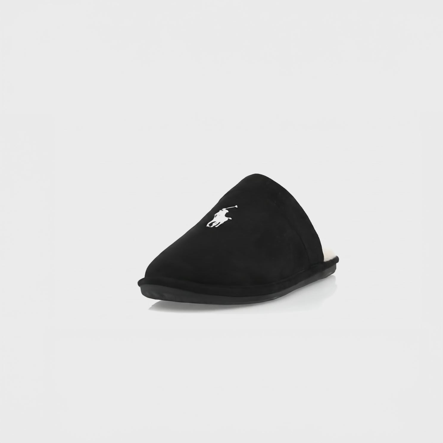 Polo Ralph Lauren KLARENCE Mens Mule Slippers Blackwatch/Cream side view with logo detail