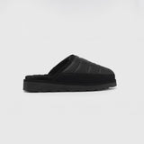 Polo Ralph Lauren READ SCFF II Mens Mule Slippers Black/Cream side view showing comfortable textile upper and rubber sole.